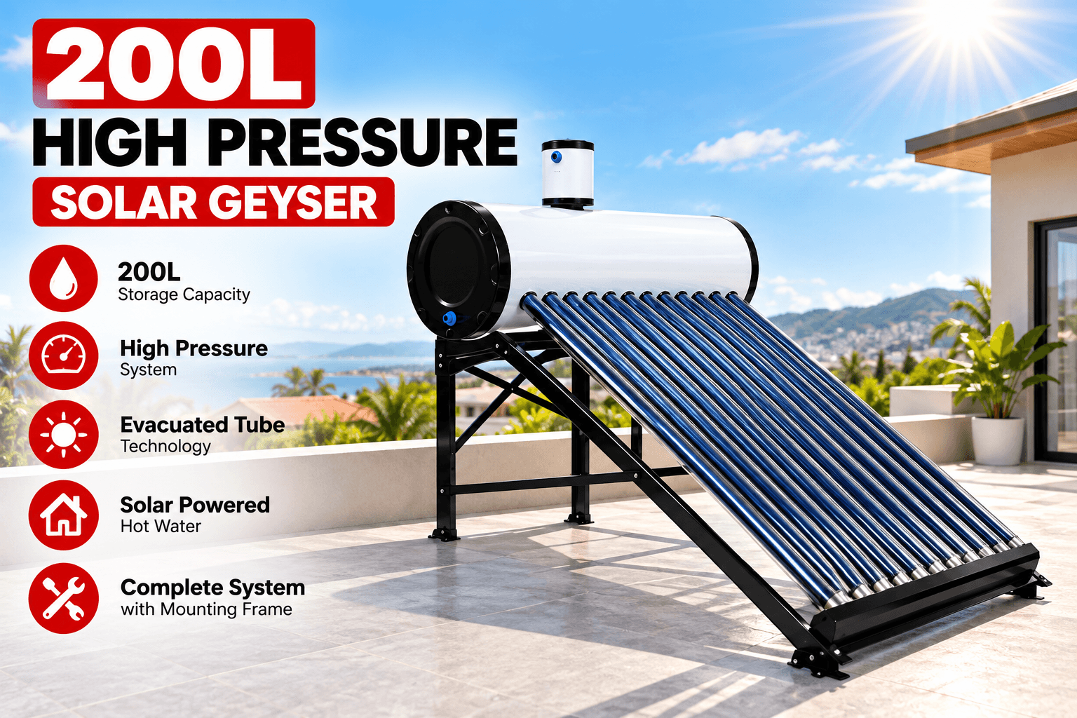 200L High Pressure Solar Geyser - Image 2